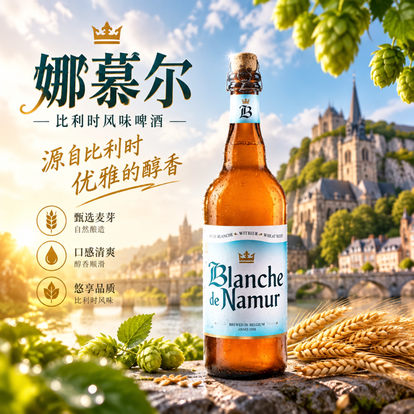 比利时进口精酿啤酒小麦白啤750ml/330ml瓶装杜巴克白啤娜慕尔白