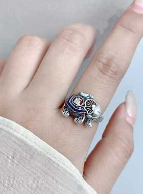 复古民族风如意吉象仿纯银戒指吊坠长款毛衣链2023新款项链百搭