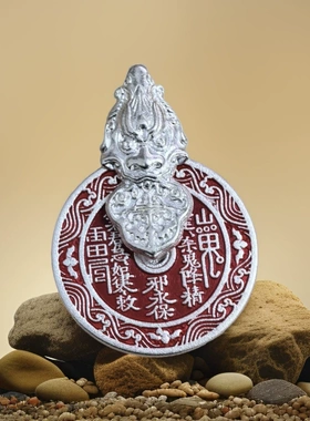 S925纯银国潮山鬼花钱貔貅吊坠挂件复古八卦可旋转吊坠挂件送男友