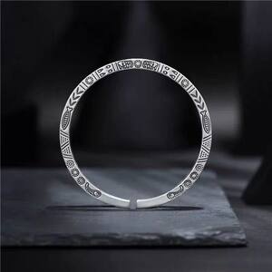 罗泰老银匠999纯银手镯男女士潮款情侣一对森系复古足银镯子礼物