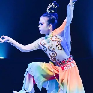 敦煌飞天汉服舞蹈服装新款乐天舞丝路升莲古典舞演出服女儿童艺考