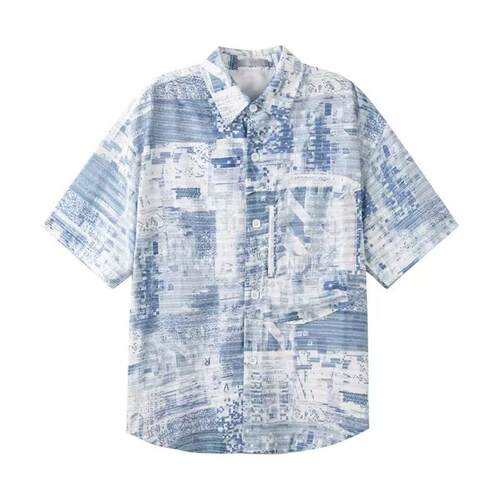狐轩男装夏季新品翻领短袖衬衫