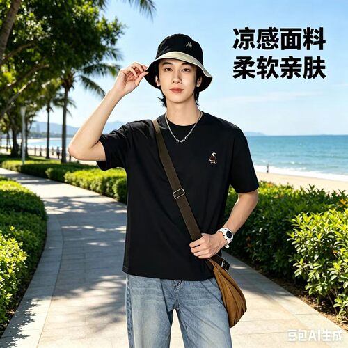 狐轩男装夏季新品圆领短袖t恤潮