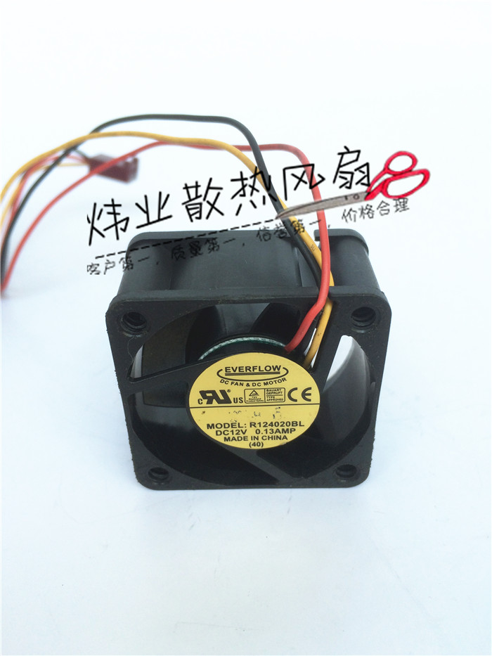 原装台湾 EVERFLOW R124020BL 4020 12V 0.13A 双滚珠四线风扇