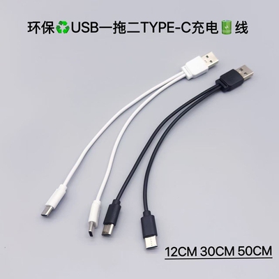 一拖二合一USB转二个TYPEC充电线