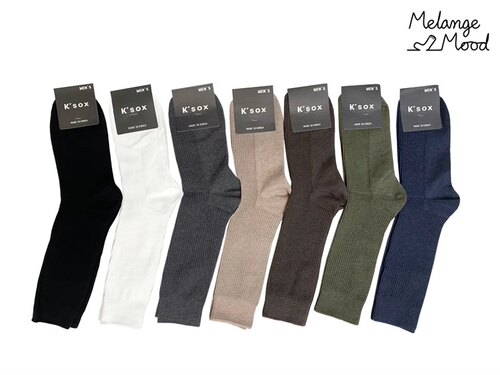 K‘SOX韩国代购中筒袜男纯色坑条棉袜透气吸汗男士袜子四季款现货