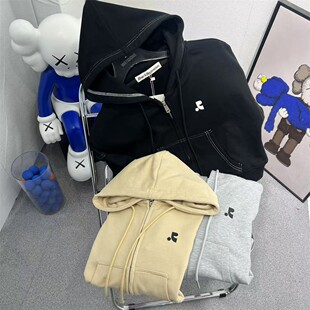 韩国RestandRecreation连帽开衫卫衣RR字母宽松纯棉长袖短款外套