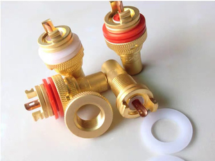 美国CMC镀金镀铑紫铜磨砂款音响功放RCA机座音频莲花插座发烧端子