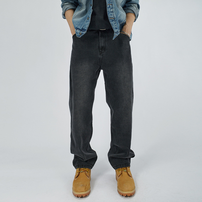 HAMB原创宽松大码美式复古牛仔裤