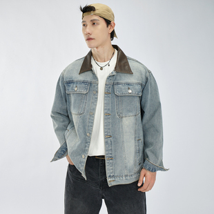 复古巴恩风牛仔外套男夹克上衣痞帅设计感 美式 HAMB原创 2025秋季