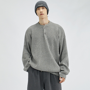 HAMB原创 2025秋冬新品亨利领毛衣针织衫男慵懒高级打底休闲百搭