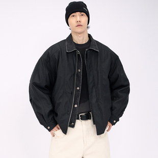 HAMB原创2025冬新款美式高级假两件复古牛仔羽绒服夹克男cleanfit