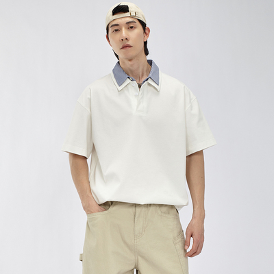 HAMB原创假两件衬衫领polo衫短袖