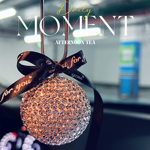 镶嵌工艺 水钻车载镶钻圆球挂件 女神礼物汽车后视镜吊坠 新款