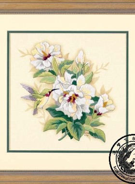 【现货新版】美国进口DIM十字绣01544 毛线刺绣蜂鸟芙蓉