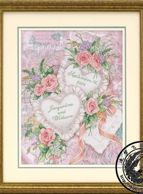 【绝版老版/新版】美国进口DIM十字绣03217双心结婚纪念