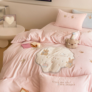 A类母婴级加厚牛奶绒四件套珊瑚宝宝绒儿童床单被套三件套女孩冬4