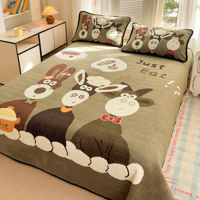 A类牛奶绒床盖三件套母婴级