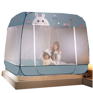 蒙古包蚊帐三开门1.5m免安装防摔加厚加密防尘顶1.8m米床双人家用