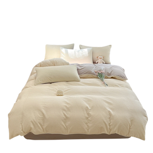 2025新款A类60支100纯棉四件套华夫格全棉被套床单三件套宿舍床笠