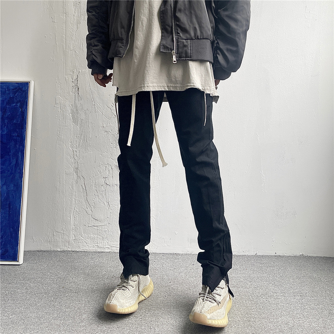 fear of god修身小脚裤fog风格复线抽绳飘带侧拉链高街休闲长裤男