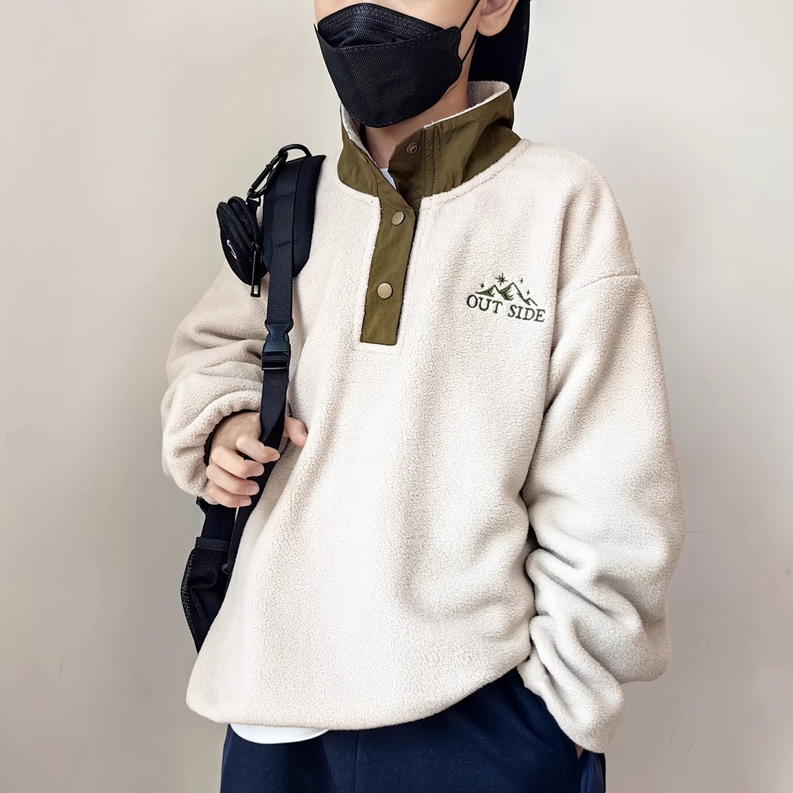 儿童双面摇粒绒保暖卫衣