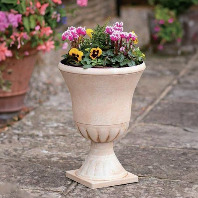 欧式复古做旧户外庭院别墅仿陶瓷塑料罗马高脚奖杯创意型树脂花盆
