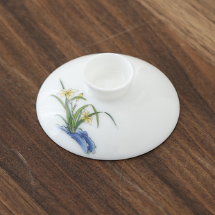 兰花盖碗单盖子6cm-10cm各尺寸羊脂玉白瓷泡茶杯泡茶碗盖子单配