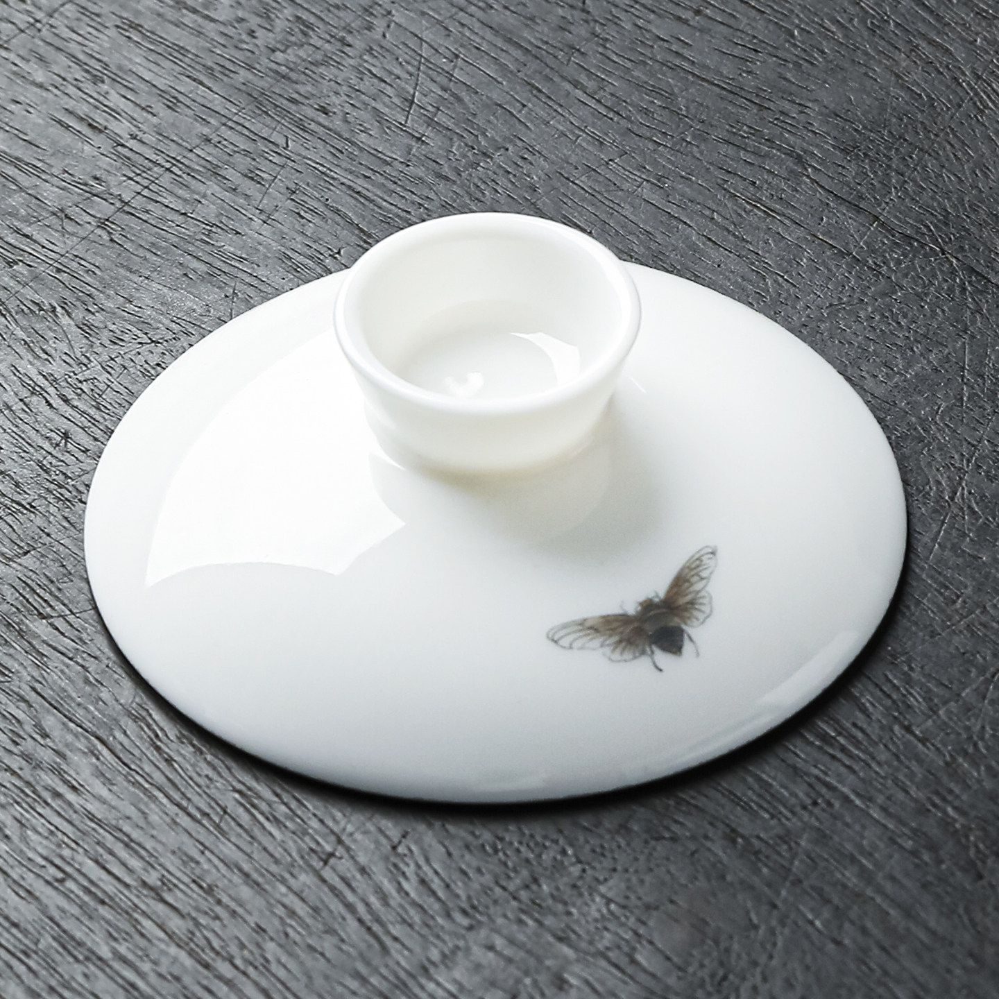 蝉三才盖碗盖子单个盖子羊脂玉白瓷泡茶杯茶碗盖子单配多种尺寸