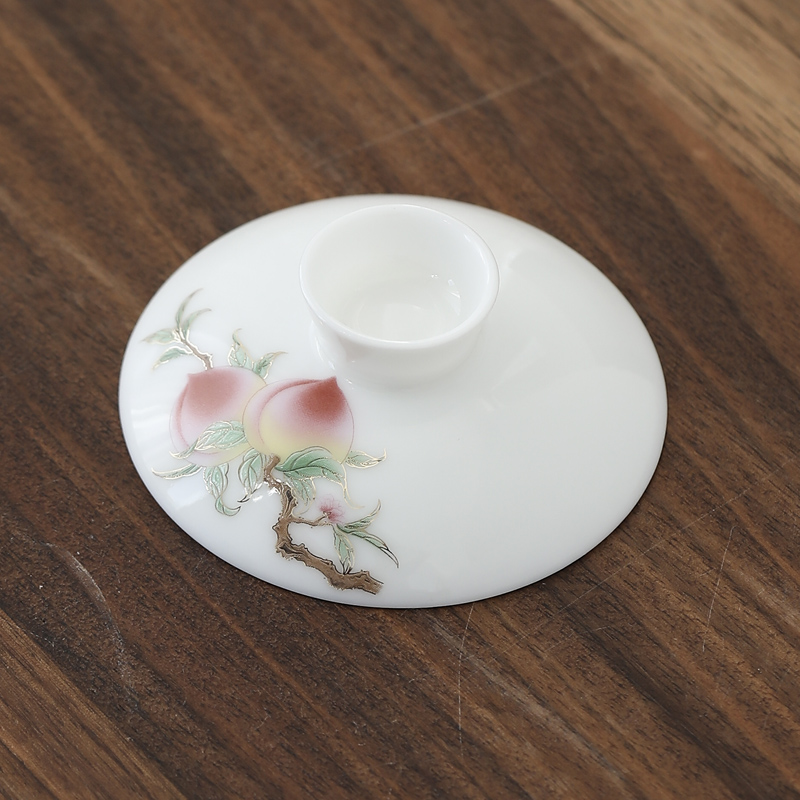 寿桃盖碗单盖子6cm-10cm各尺寸羊脂玉白瓷泡茶杯泡茶碗盖子单配