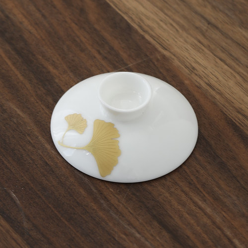 银杏盖碗单盖子6cm-10cm各尺寸羊脂玉白瓷泡茶杯泡茶碗盖子单配