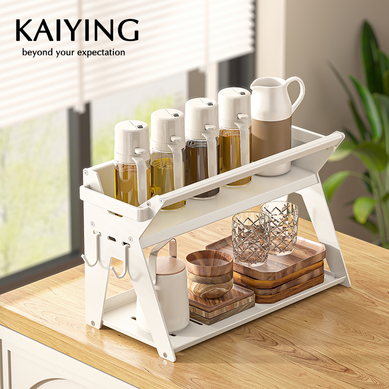 凯鹰免打孔双层落地式墙上调料架