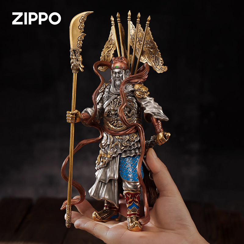 zippo打火机手办 关公义薄云天夜光重盔甲可拆解手办收藏礼物礼盒