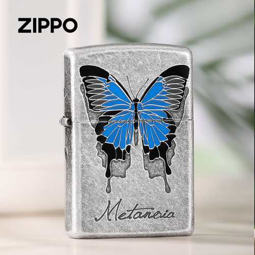 zippo打火机破茧成蝶仿古银