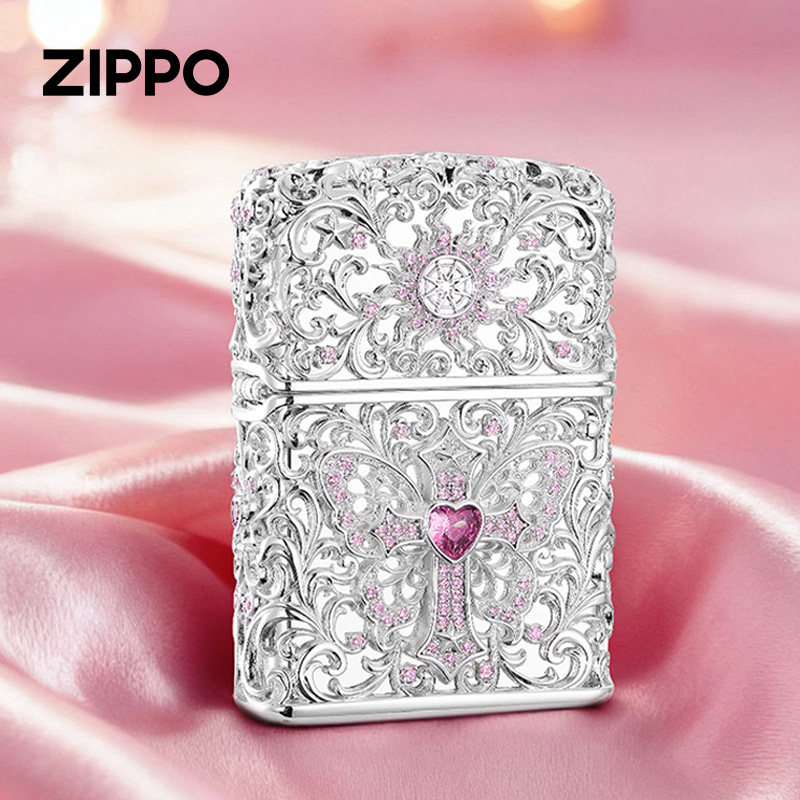 zippo打火机 十字蝶恋套壳盔甲十字架生日礼赠女生送男生防风煤油图片