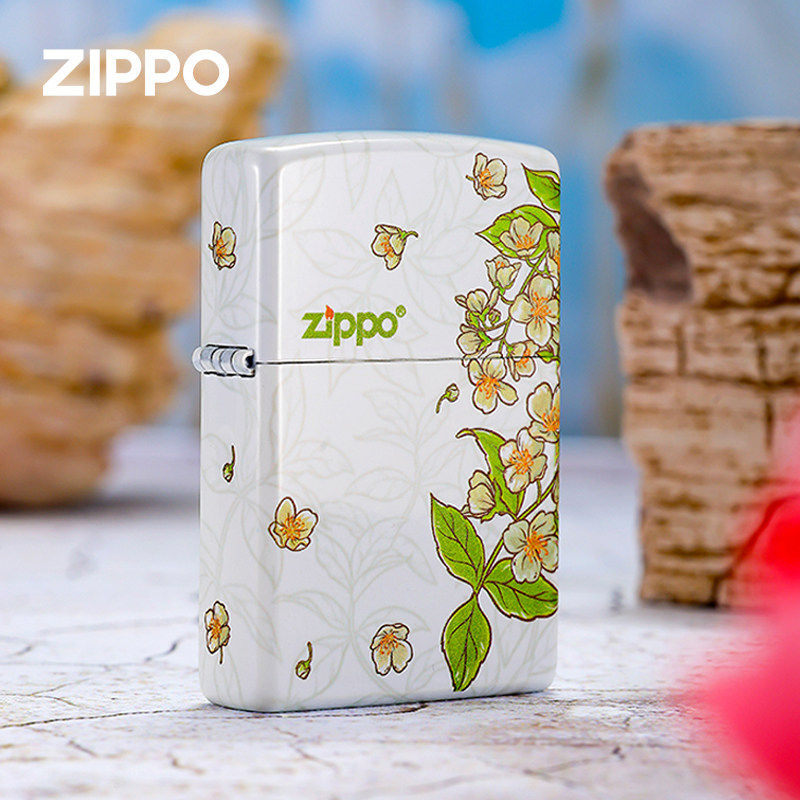 正版zippo打火机正品 春绘茉莉升级夜光款 彩印情人节礼物送女生