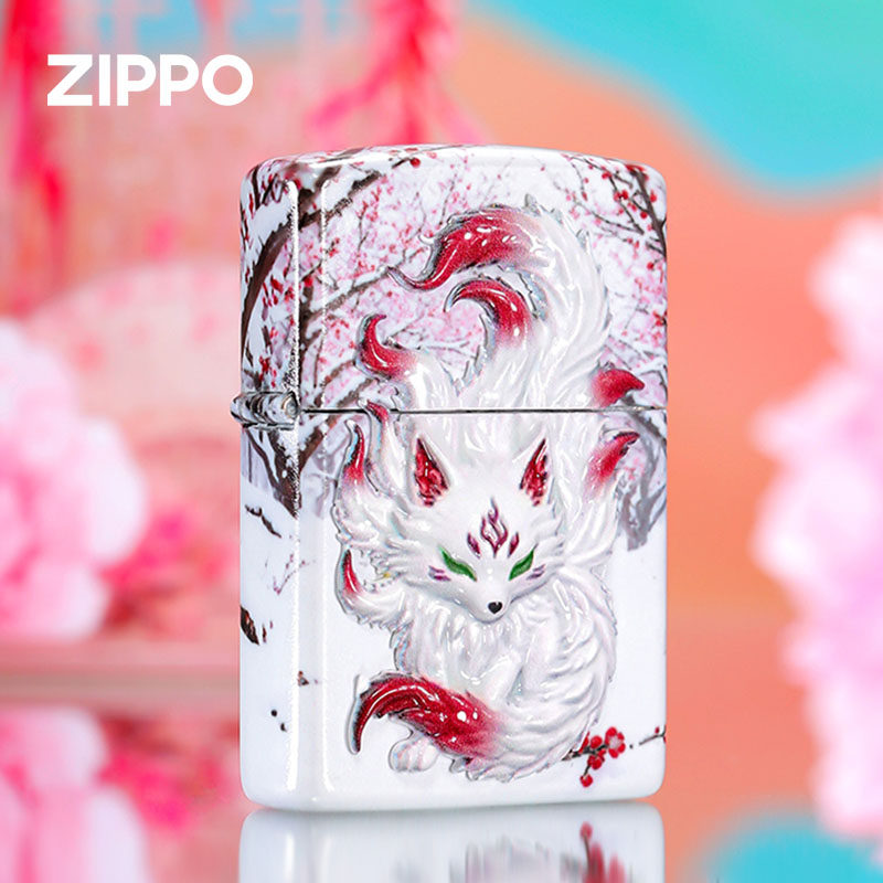 zippo打火机新品寒梅映九尾狐 彩绘夜光防风煤油正品生日礼物男女