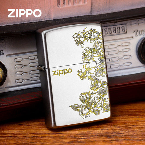 zippo打火机热恋玫瑰 锻纱雕刻官方芝宝正版防风情人节送男友礼物