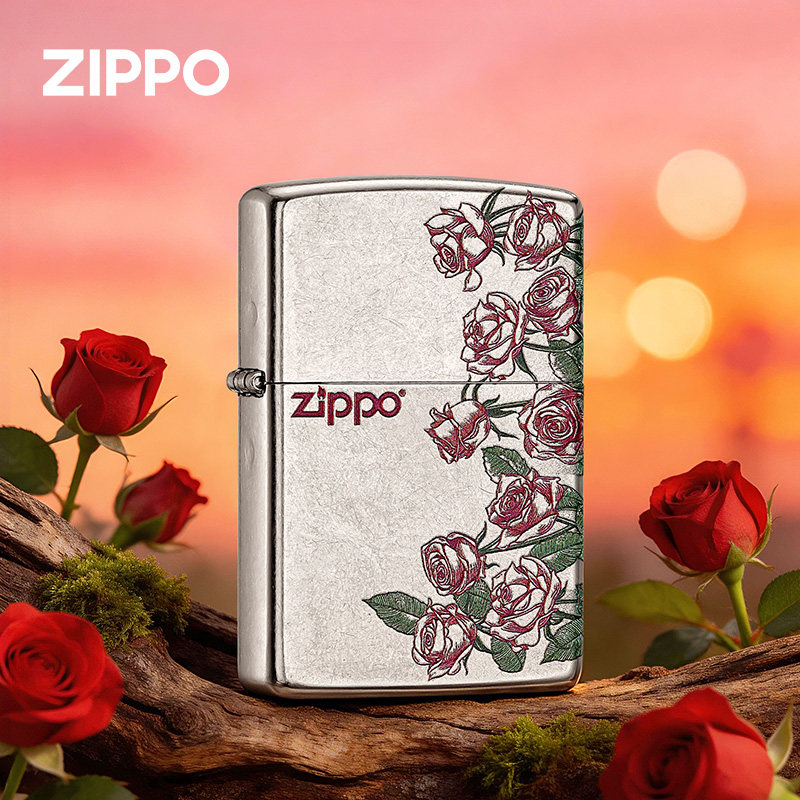 zippo打火机 热恋玫瑰花砂镀铬彩印生日礼物送男朋友女生防风煤油图片