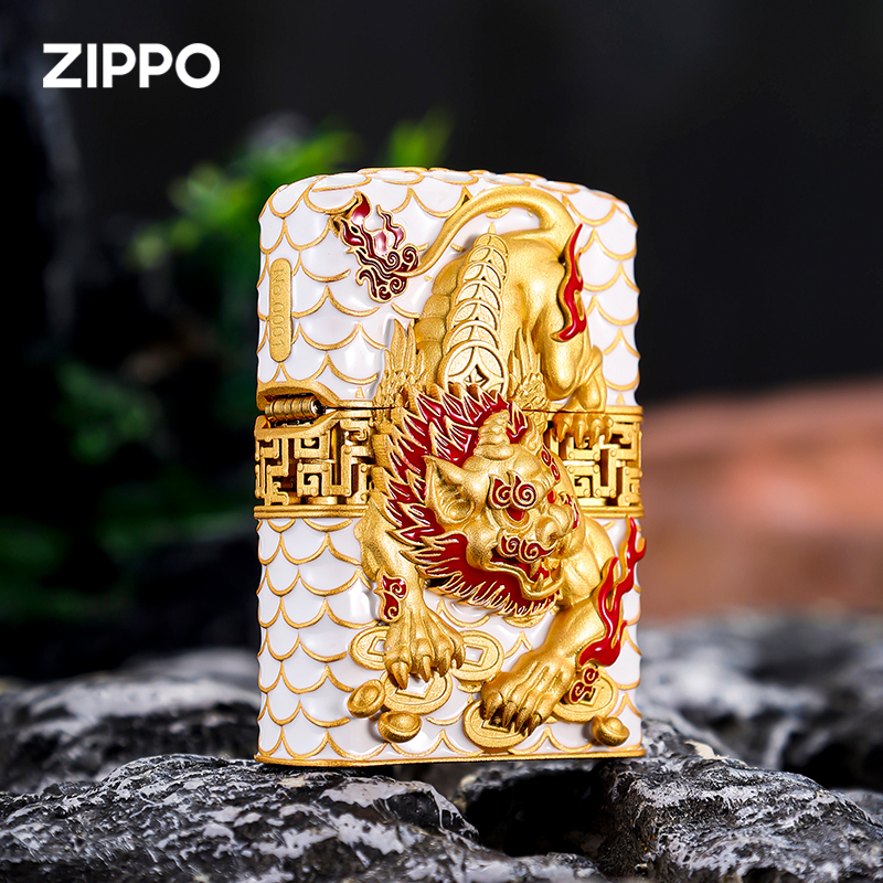 zippo打火机貔貅-镀金官方芝宝正版防风煤油打火机重盔甲送男友礼