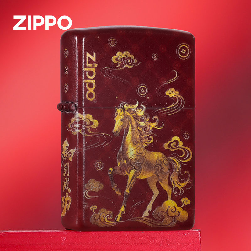 正版zippo打火机 夜光马上有钱马年限定正品防风煤油新年礼物男士