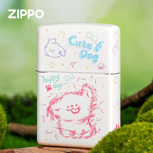 zippo打火机正品彩印快乐小狗