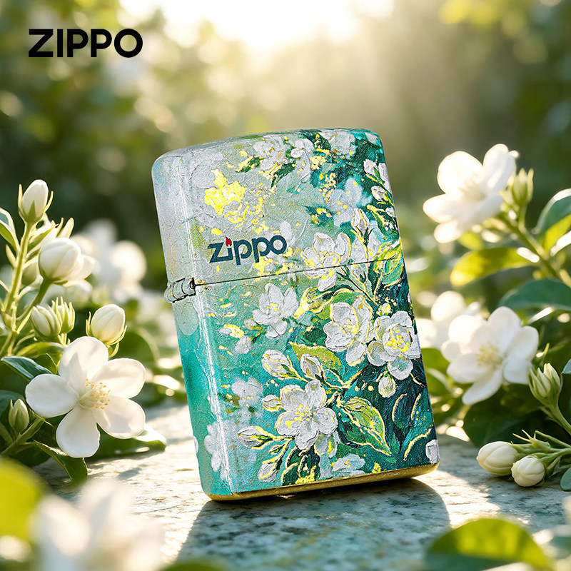 zippo打火机正品 赠君茉莉愿君莫离 春绘茉莉 防风煤油生日礼物男 - 实物图
