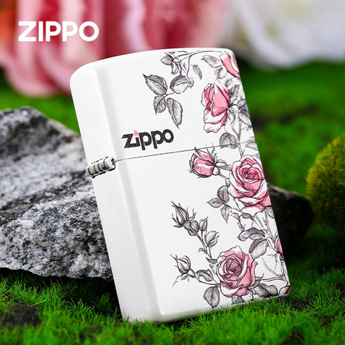 zippo打火机彩印蔷薇之心