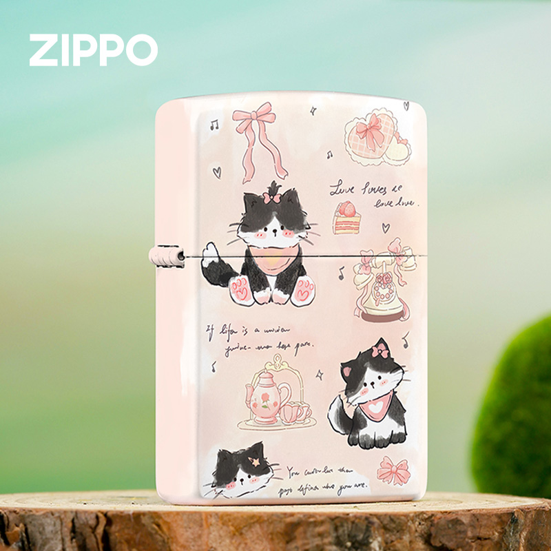 zippo打火机酒心蜜桃乌龙官方正版芝宝防风煤油 彩印送男朋友礼物