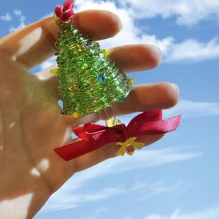 淄博手工琉璃定制圣诞礼物琉璃手作圣诞树车挂四色可选精致礼盒