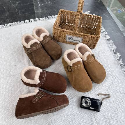 内增高4.5cm真皮雪地靴女2025冬季新款加绒保暖单鞋休闲复古女鞋