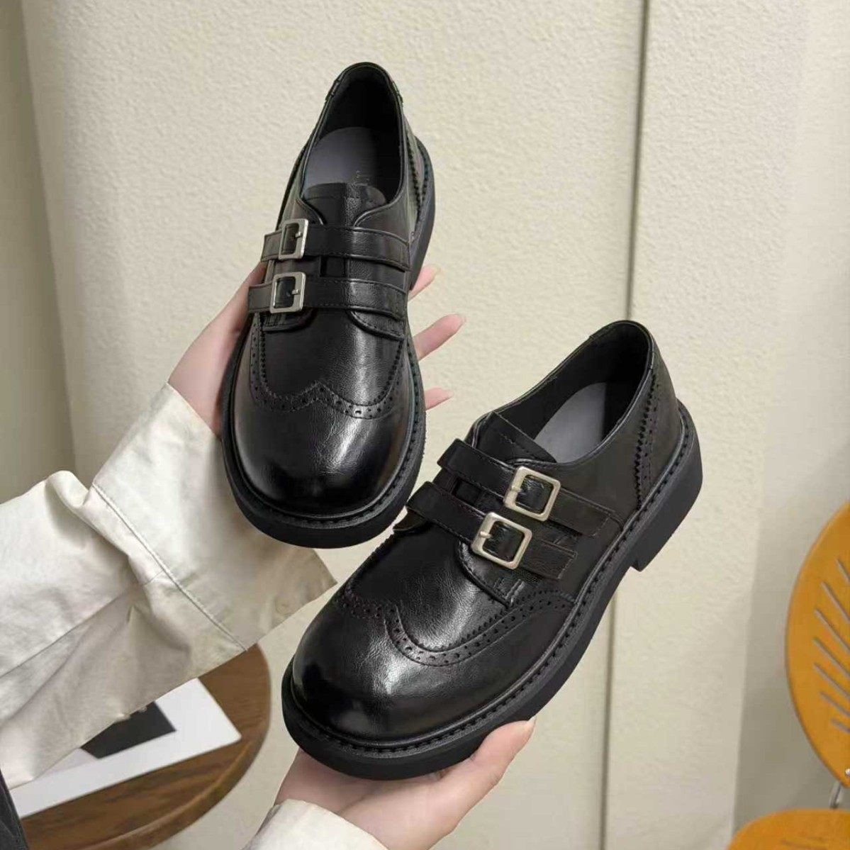 双皮带扣中跟乐福鞋女鞋2026早春新款圆头粗跟单鞋小皮鞋勃肯鞋女,女鞋,乐福鞋（豆豆鞋）,淘宝优惠券,粉丝福利购,淘宝优惠卷