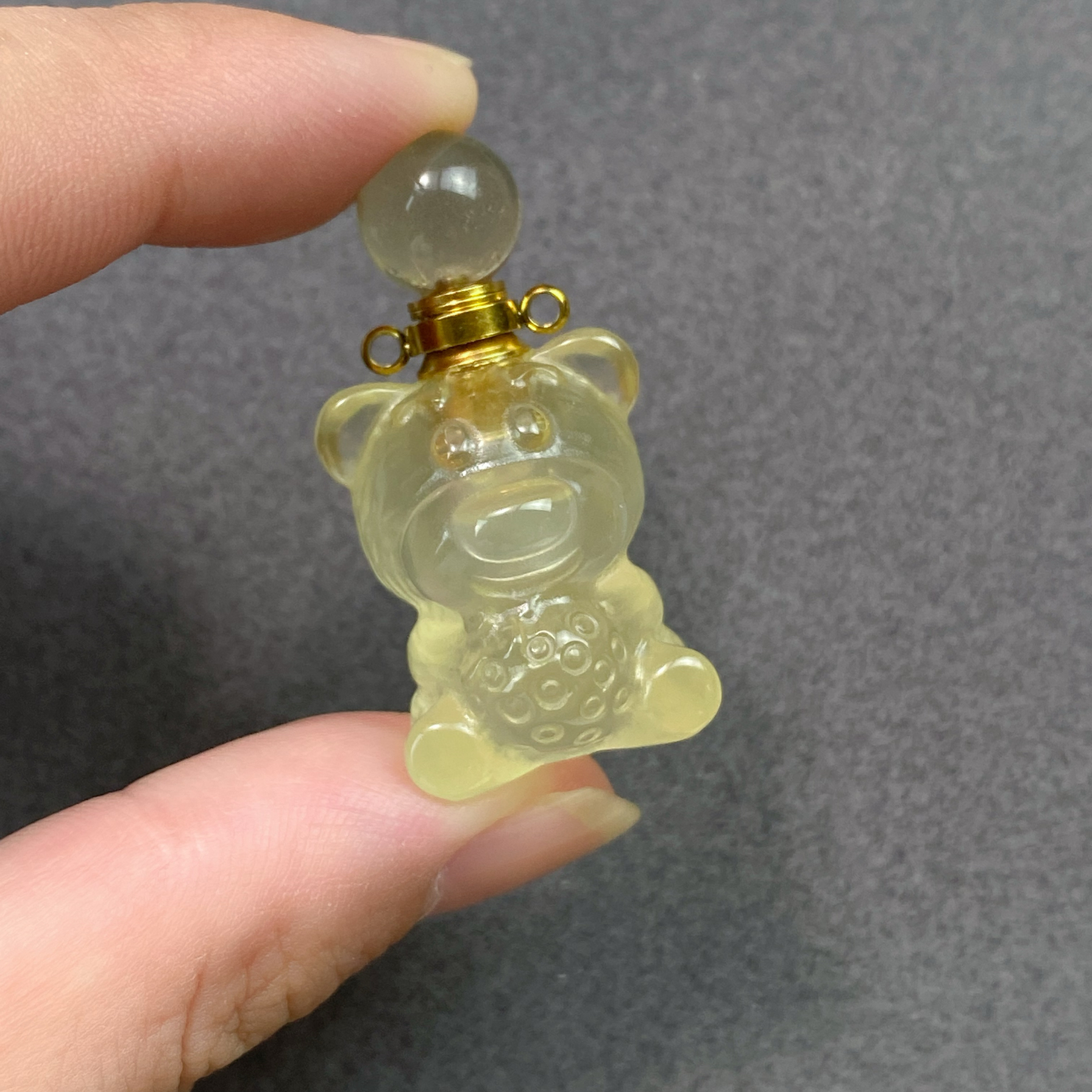 天然黄水晶草莓熊香水瓶吊坠精油瓶项链女款锁骨链送女友闺蜜礼物