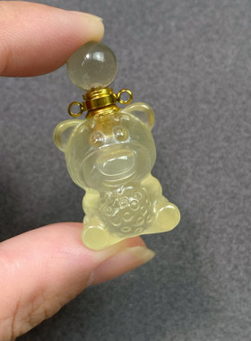 天然黄水晶草莓熊香水瓶吊坠精油瓶项链女款锁骨链送女友闺蜜礼物